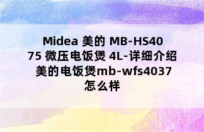 Midea 美的 MB-HS4075 微压电饭煲 4L-详细介绍 美的电饭煲mb-wfs4037怎么样